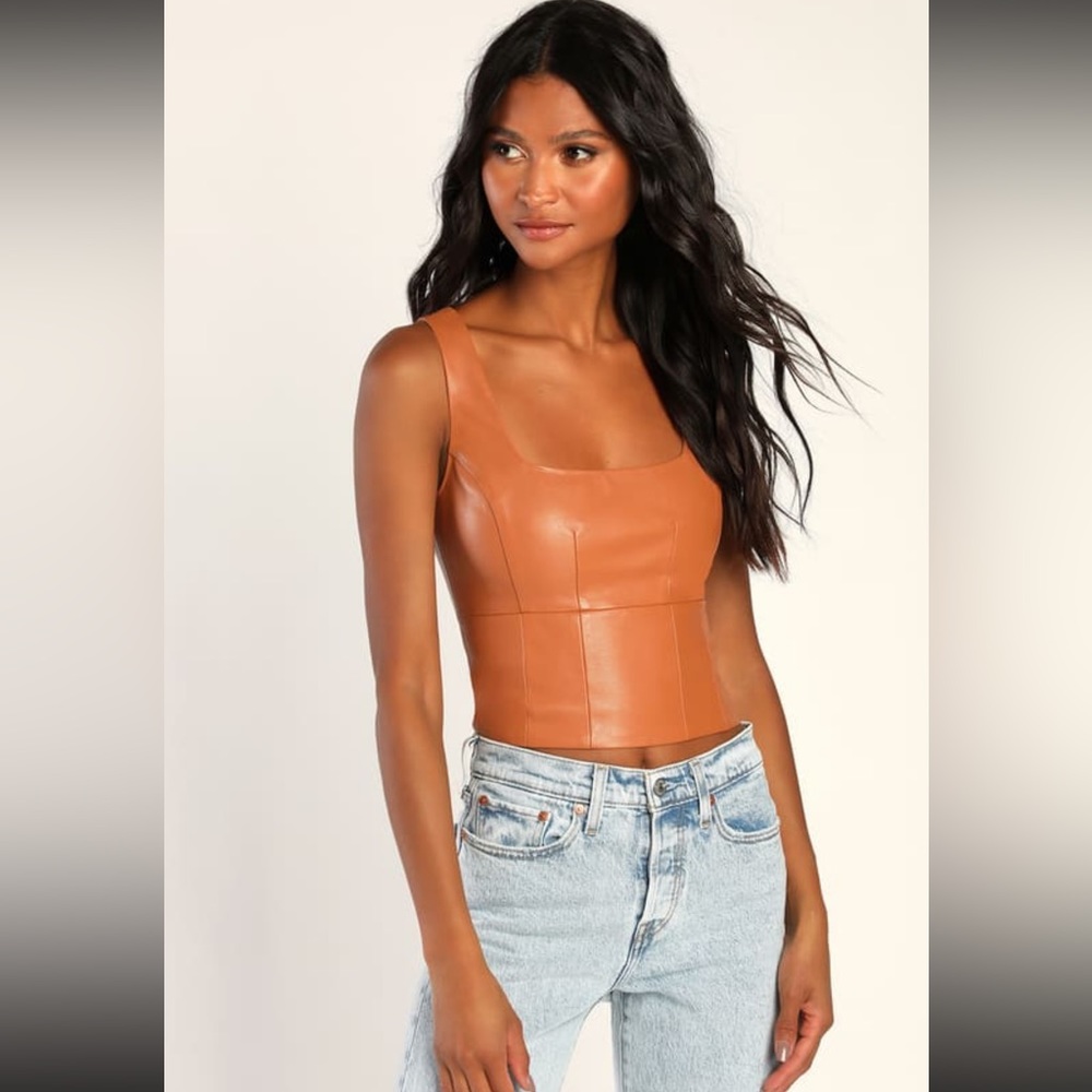 Cool Cutie Brown Vegan Leather Tank Top
